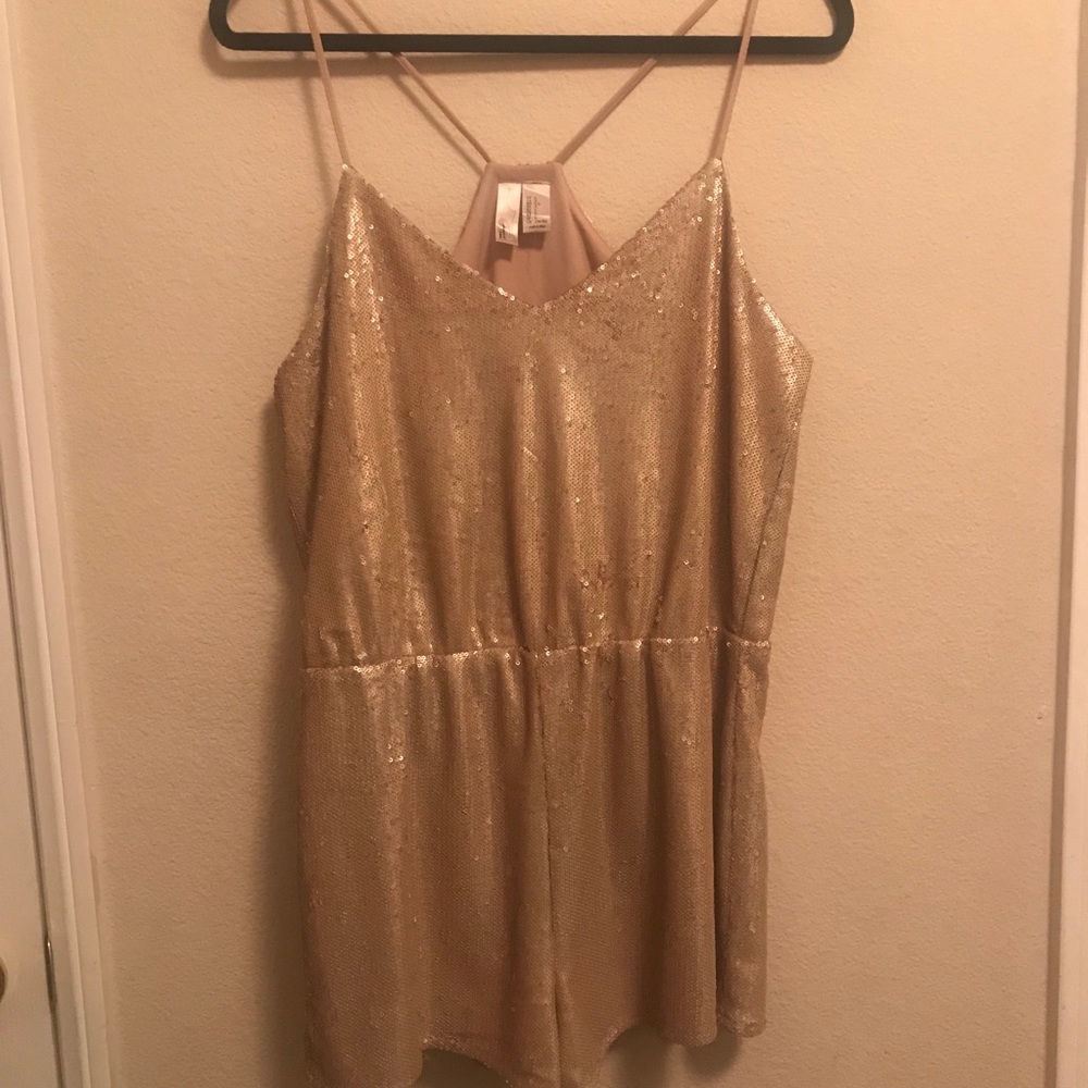 FOREVER 21 gold sequin romper